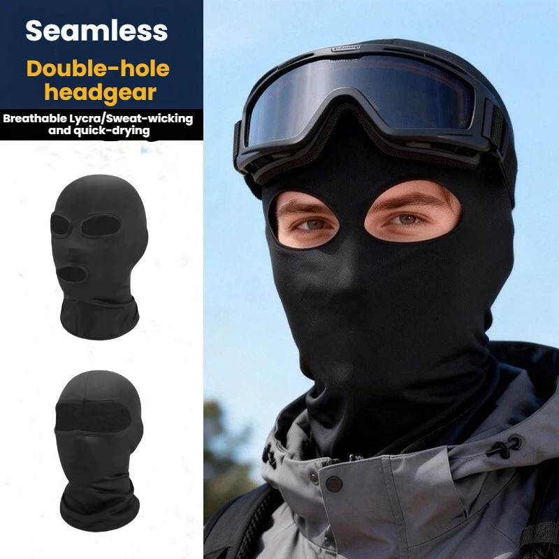 Balaclava Ski Mask - 黒のフルフェイスノーホールカバーハット、男女兼用CSバラクラバキャップ、日焼け止めUV保護、バイク・オートバイ用マルチホールスキーマスク