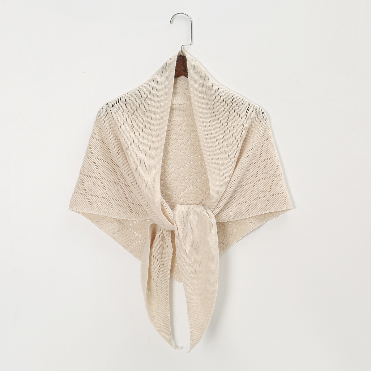 Shawl Wrap Winter - 三角形のストライプ中空ショール秋韓国スタイル日焼け防止ケープエレガントなラップニットストライプニットショール