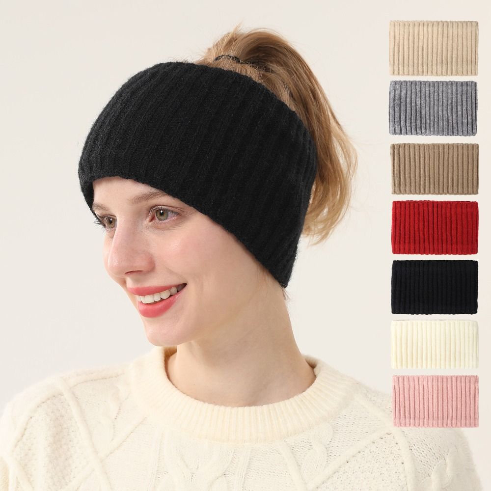 Winter Headband Fleece - かわいい耳付きニットヘッドバンド、裏起毛フリース、冬用伸縮性ヘッドバンド、ふわふわ防風無地ヘアバンド、普段使いに最適