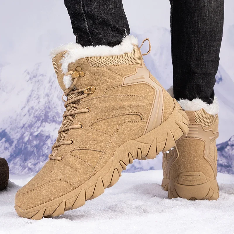 Waterproof Winter Boot - 男性冬の戦術的なブーツレースアップ軍事ハイキング靴作業足首砂漠登山靴軍ブーツ防水 Zapatillas Hombre