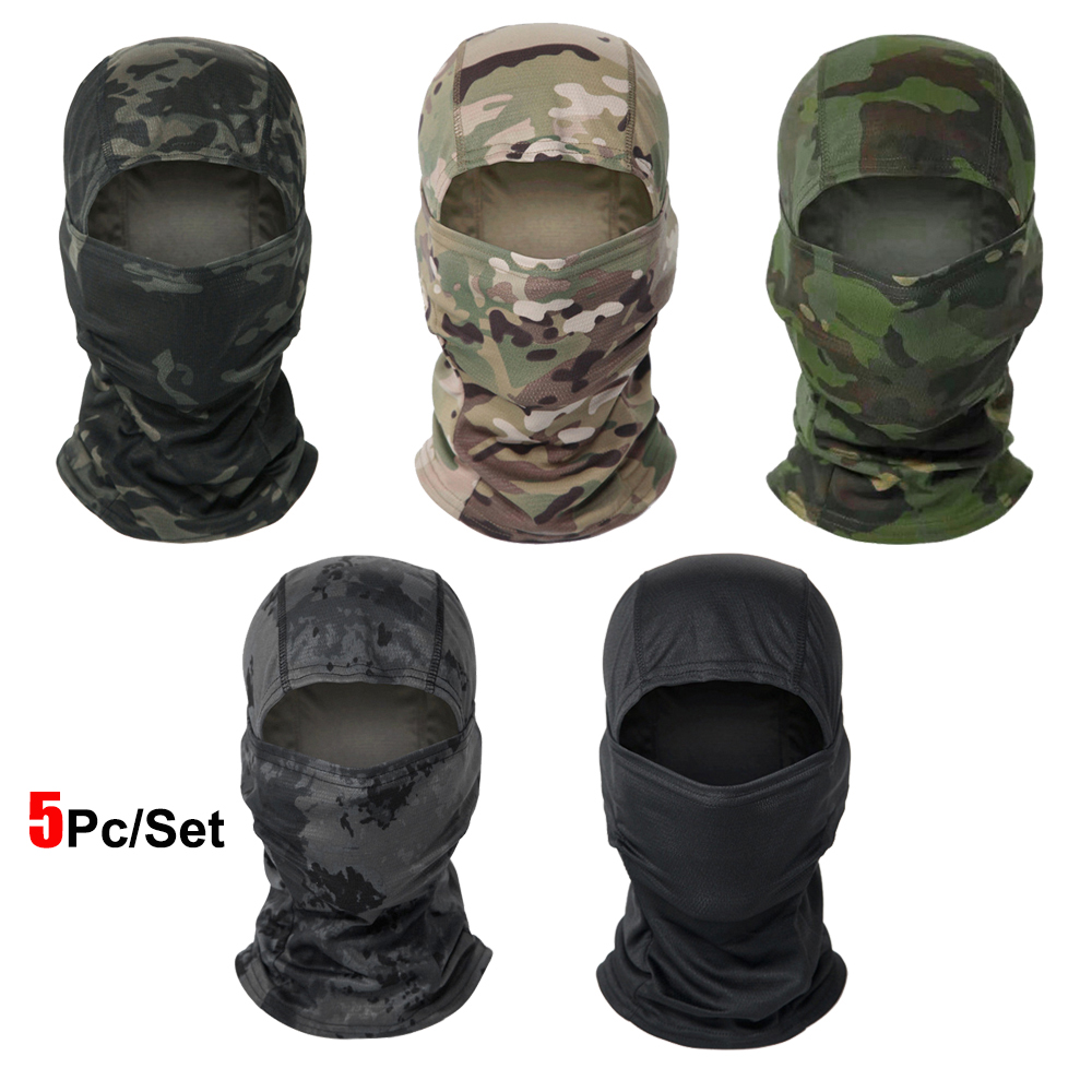 Balaclava Ski Mask - 5 個迷彩バラクラバフルフェイスマスクサイクリングオートバイスキー防風ネックスカーフヘルメットライナー