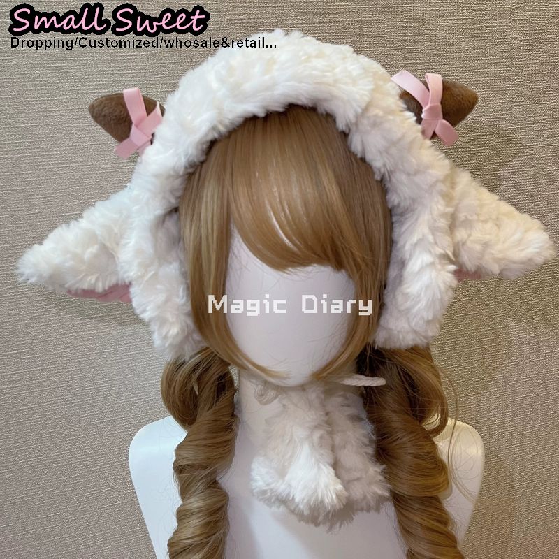 Winter Headband Fleece - 女性サブカルチャー Y2K ガールラム耳フリースヘッドバンドイヤーウォーマーかわいいヘアアクセサリーロリータコスプレトラパー冬耳介帽子