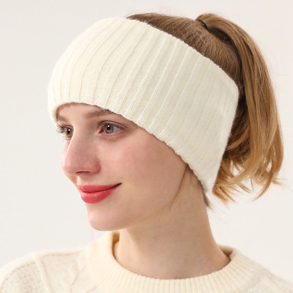 Winter Headband Fleece - スイートイヤーウォームニットヘッドバンド ふわふわフリース裏地 冬用伸縮性ヘッドバンド 防風 無地 暖かいヘアバンド