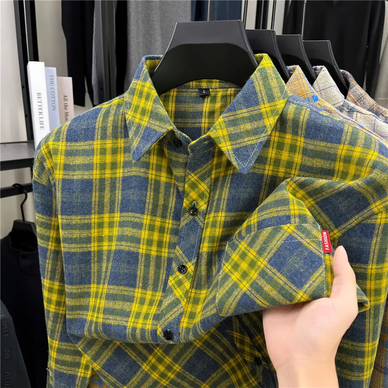 メンズ レトロ チェック柄 フランネル ボタンダウンシャツ  - Flannel Shirt Lined のレビューと価格