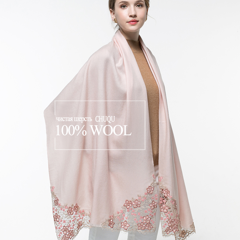100% リアルウールピンクスカーフ女性のための冬のファムシ - Cashmere Pashmina Wrap のレビューと価格