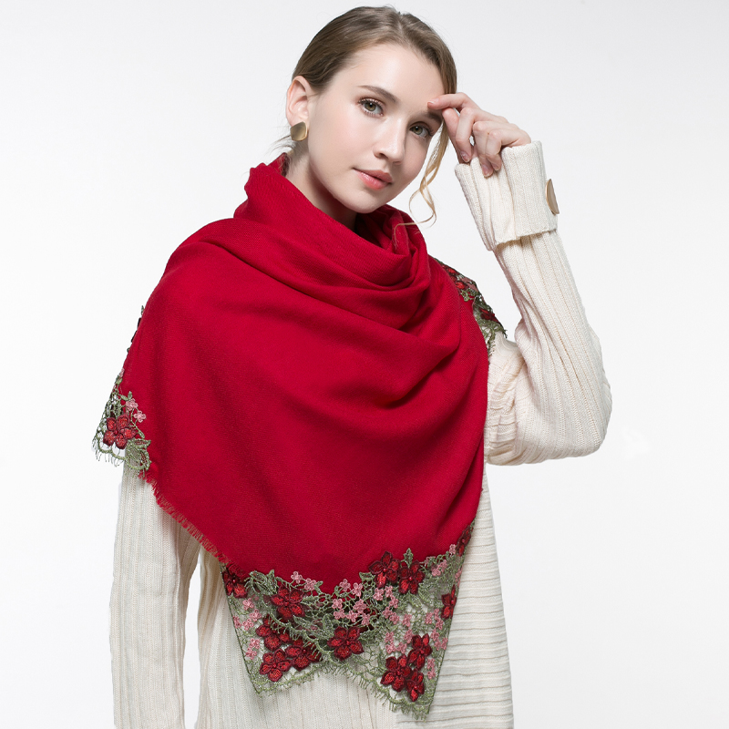100% リアルウールピンクスカーフ女性のための冬のファムシ - Cashmere Pashmina Wrap のレビューと価格