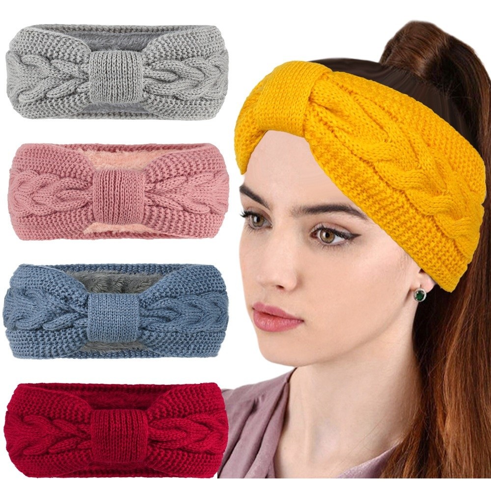 冬ニット女性用ヘッドバンド 厚手フリース裏地付きクロシェター - Winter Headband Fleece のレビューと価格