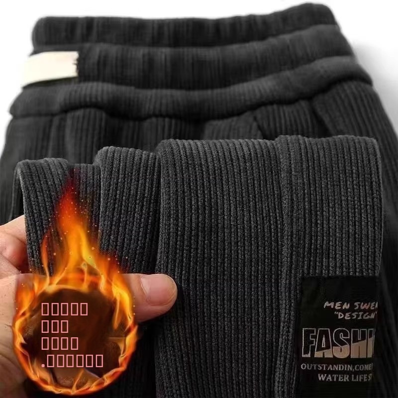 メンズ厚手フリース裏地コーデュロイ暖かいズボンルーズフィット - Corduroy Pant Warm のレビューと価格