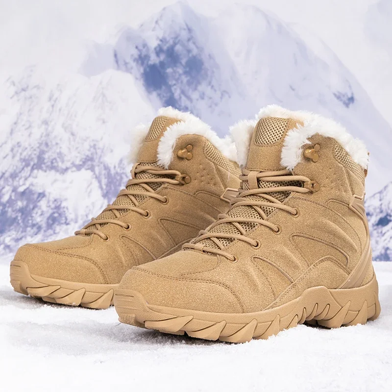 男性冬の戦術的なブーツレースアップ軍事ハイキング靴作業足首砂 - Waterproof Winter Boot のレビューと価格