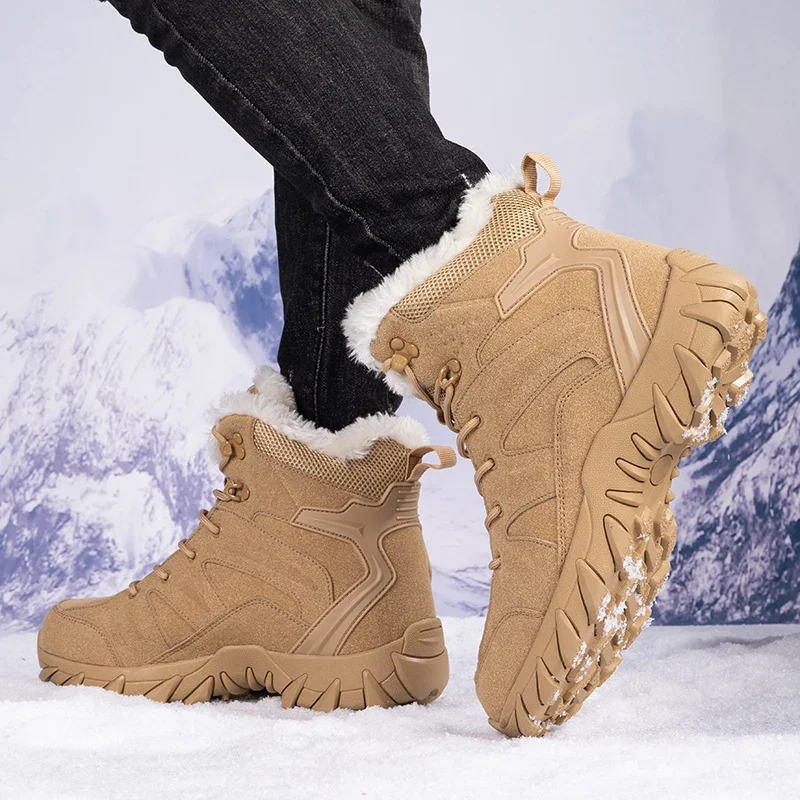 男性冬の戦術的なブーツレースアップ軍事ハイキング靴作業足首砂 - Waterproof Winter Boot のレビューと価格