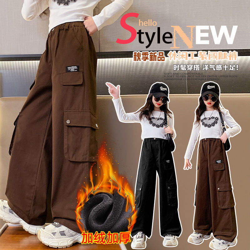 ティーンエイジャーの女の子の冬用カーゴパンツ、韓国の子供向け - Corduroy Pant Warm のレビューと価格