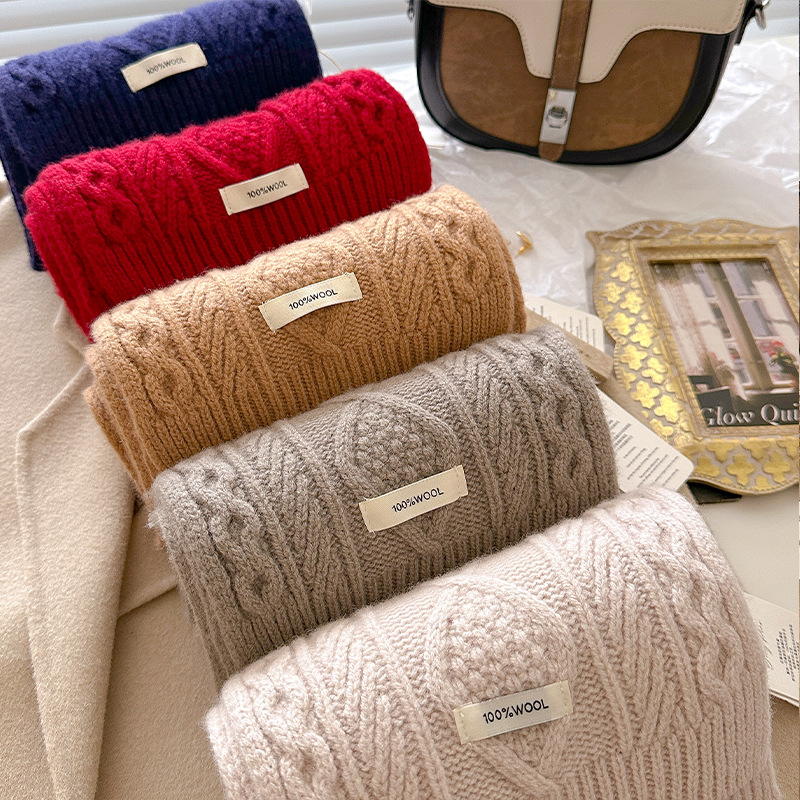 高級 100% ウールスカーフ女性メンズ厚いケーブルニットラ - Shawl Wrap Winter のレビューと価格
